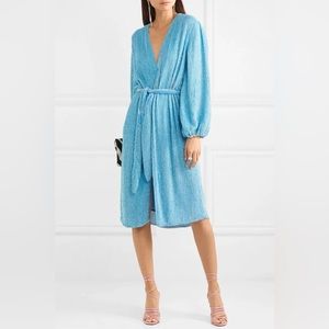 Retrofete Blue Audrey Sequin Wrap Dress, size Small, NWT